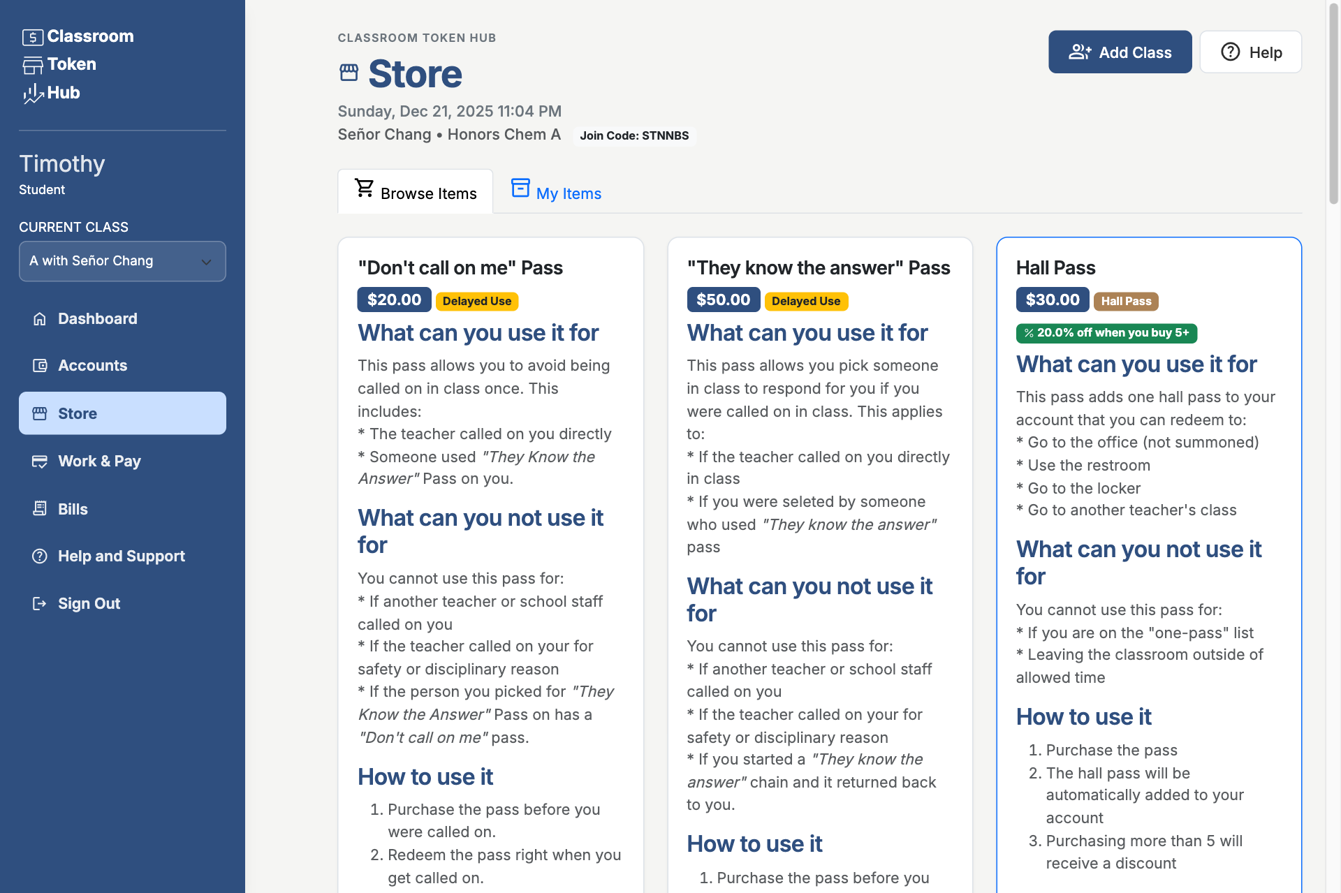 Classroom Store Screenshot